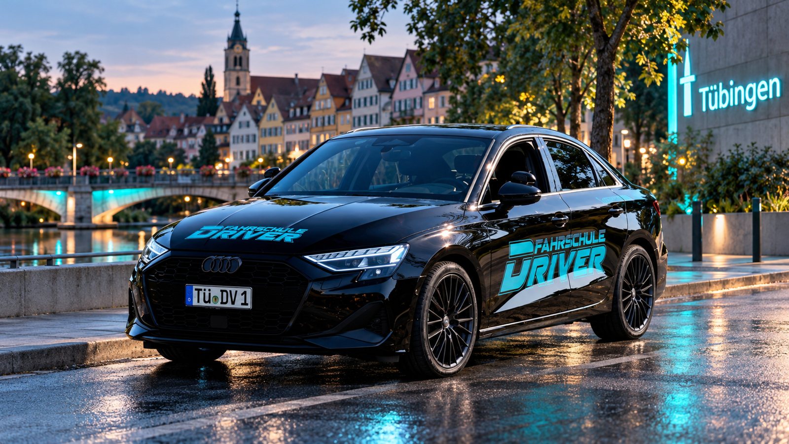 Fahrschulauto mit DRIVER-Folierung